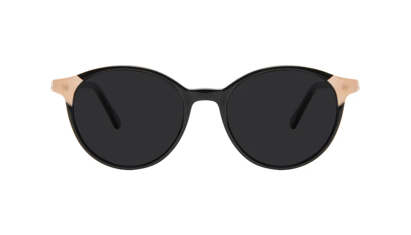 Affordable Fashion Glasses Round Sunglasses Women Vivid Black Ivory